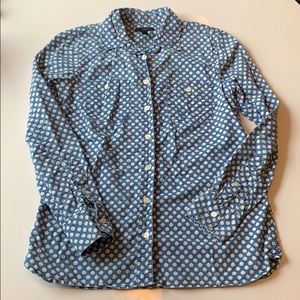 J. Crew 100% Cotton Button Down with White Flower Print